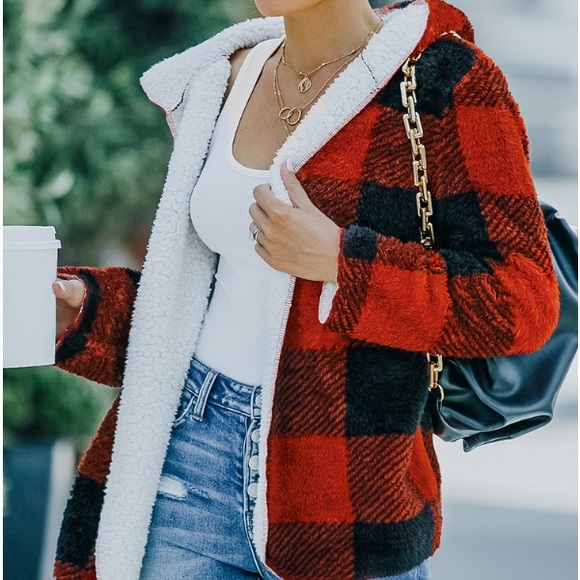 New Buffalo plaids fleece women fuzzy oversized shacket - Picture 1 of 4